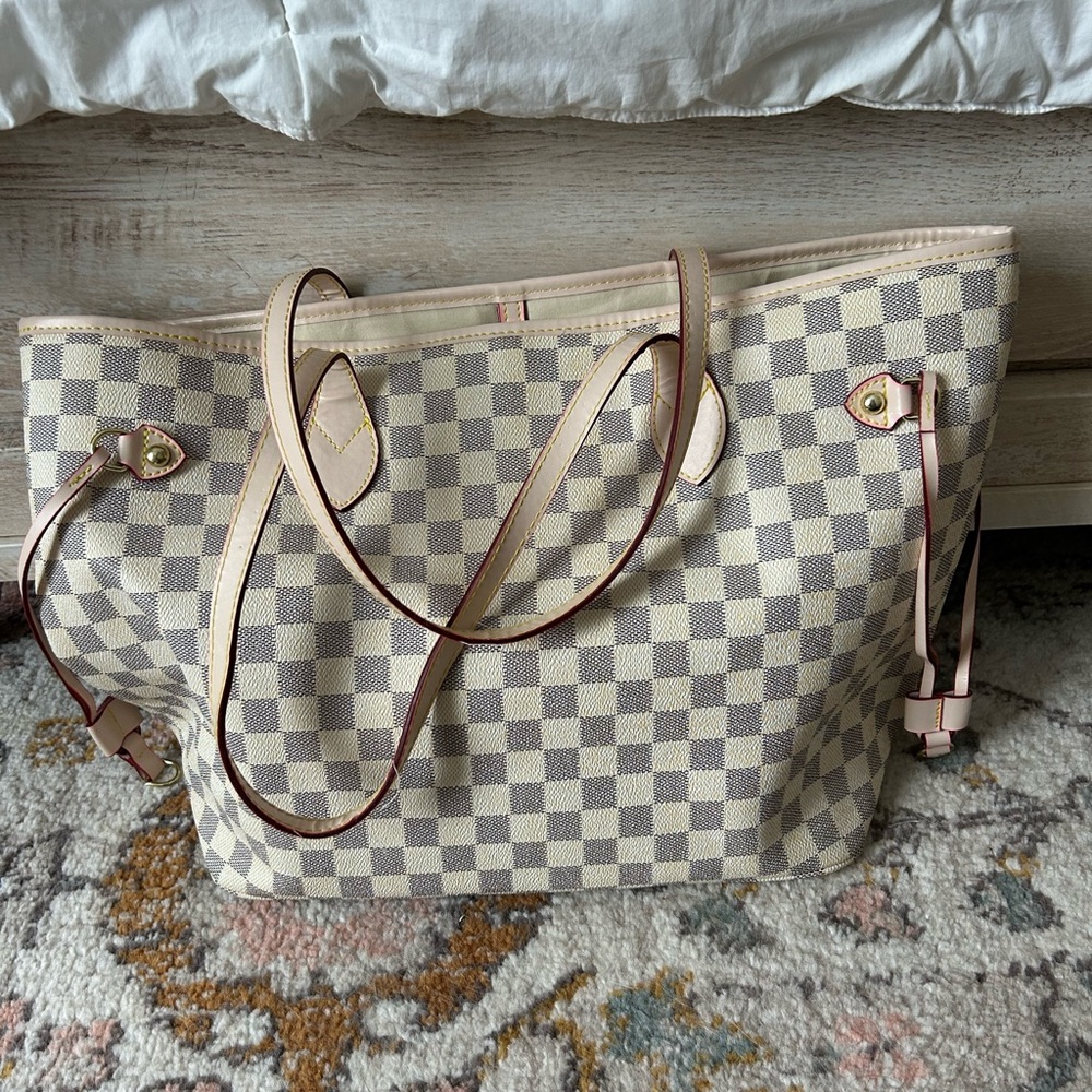 Daisy Rose Checkered Tote Bag - Cream